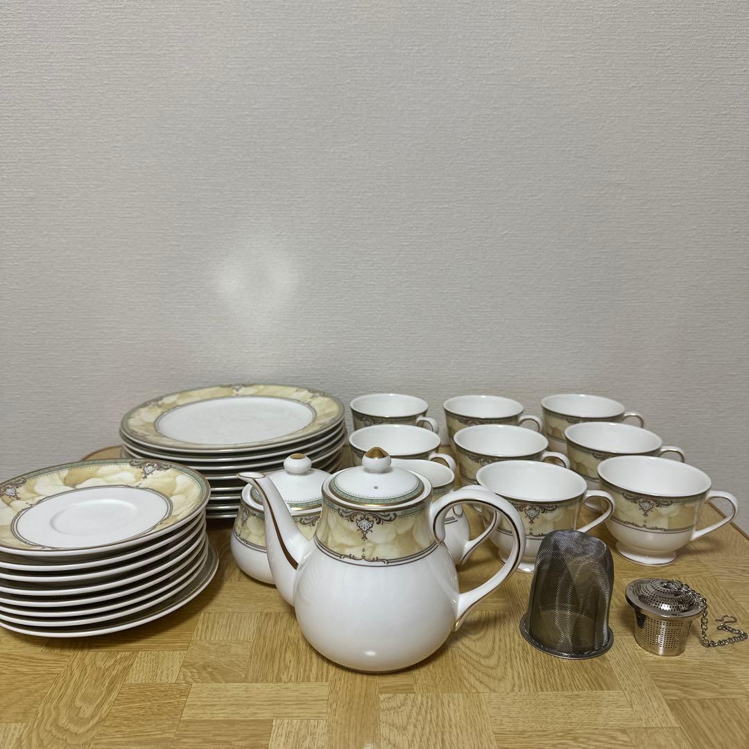 ティーセット ＋ ケーキ皿8枚　おまけの茶漉し付き　アフタヌーンティー 楽天市場】【半額】ケーキスタンド 3段 ゴールド 金 おしゃれ 23.5cm