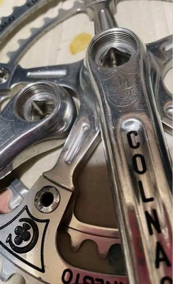 カンパニョーロCOLNAGO 刻印レコードクランク特注170ミリ53-42tレア CAMPAGNOLO 「カンパニョーロ」 C-レコ期 52-42T 170mm クランクセット