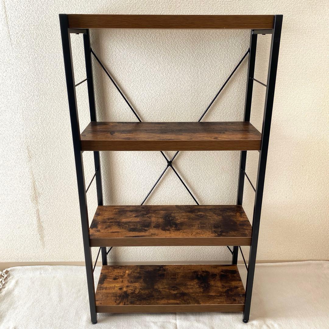 ニトリ 黒アイアン マルチシェルフ ステイン ブラウン 三段棚 スチール