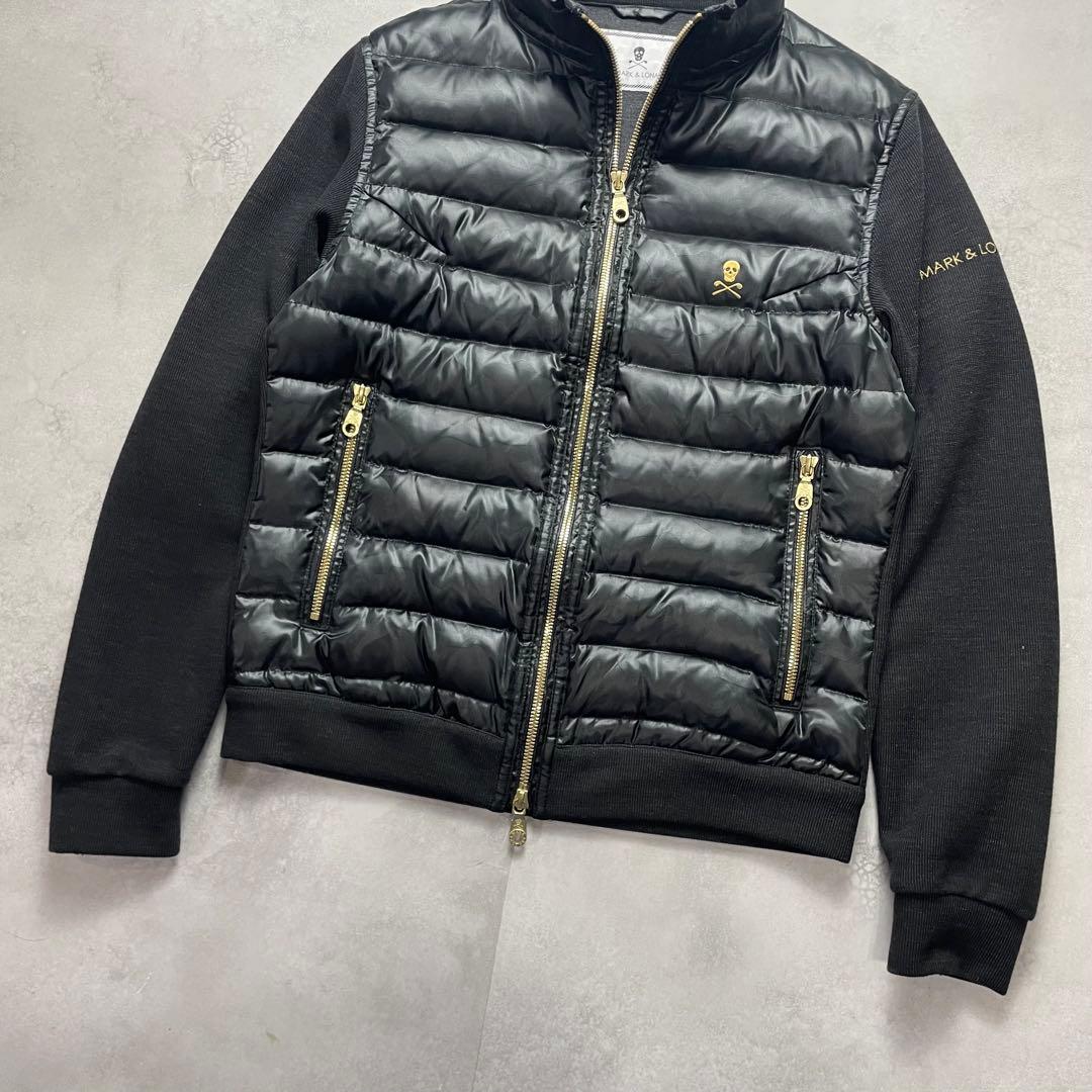 極美品 マークアンドロナ ダウンジャケット ナイロン切替 迷彩 スカル