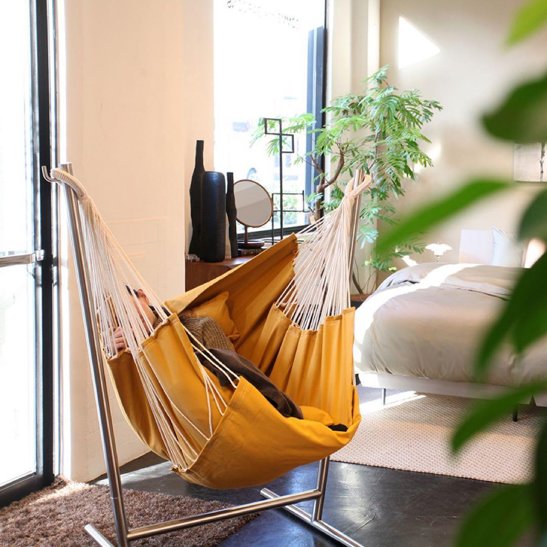 コンフォルタ ひとり掛けハンモック ファブリック チェア マスタードイエロー NEW》 コンフォルタ KOMFORTA Fabric リアルスタイルファブリック 2way
