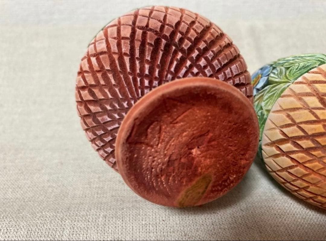 ロシア雑貨☆イースターエッグ型カービング マトリョーシカ3Pフラワー