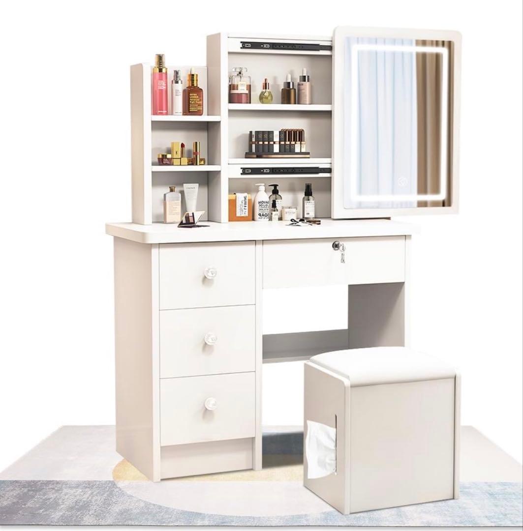 ホワイトドレッサー LEDライト付き　未開封 NEWモデル‐LEDライト付きドレッサーシリーズ ドレッサー 幅78.5cm 通販