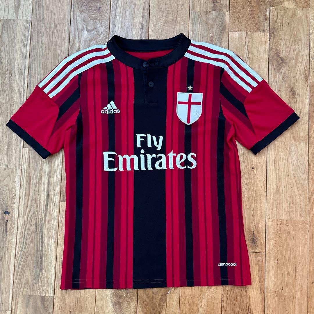 adidas 赤黒 ACミラン ストライプ シャツ 150 - メルカリ