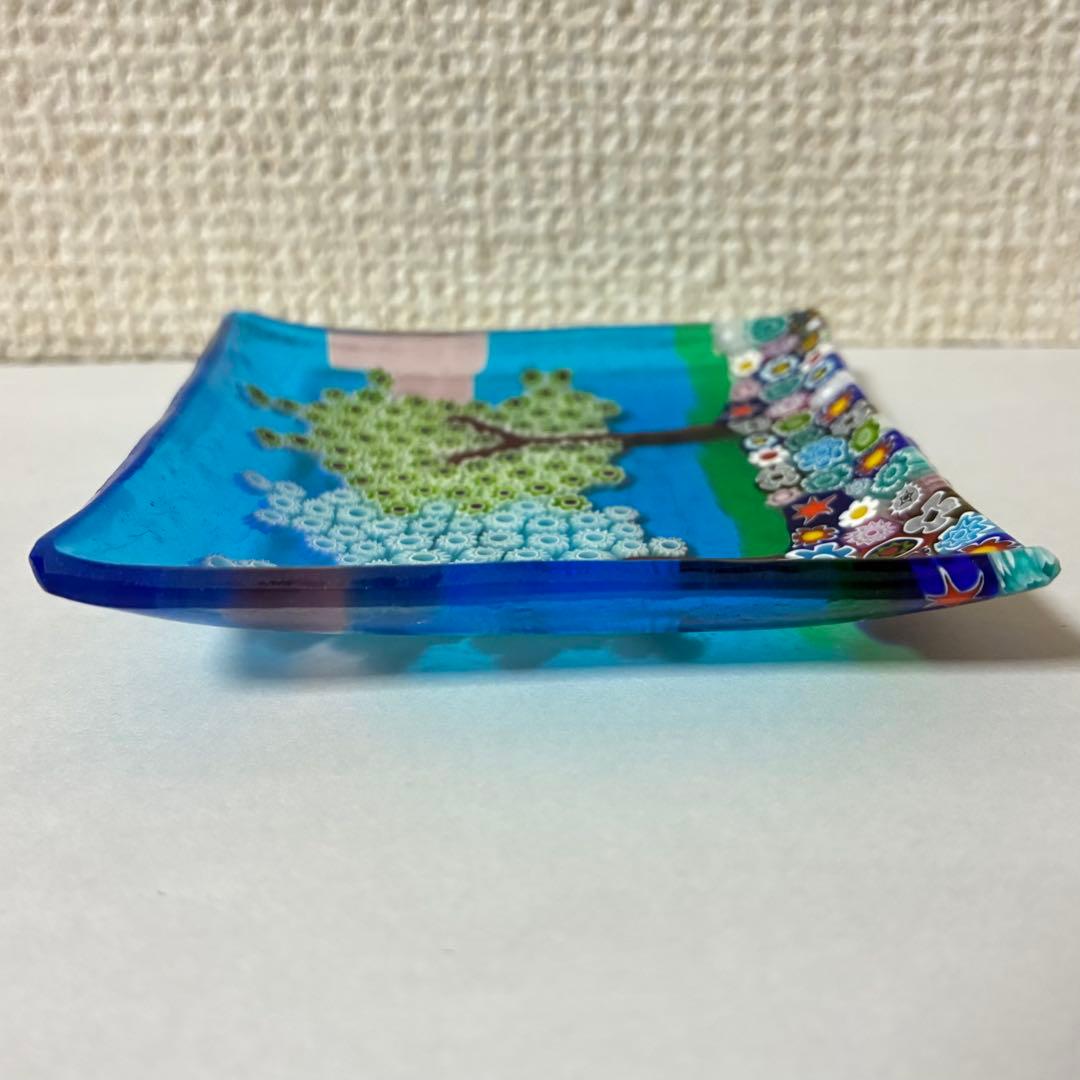 ベネチアンガラス ミルフィオリ プレート スクエア ガラス 豆皿