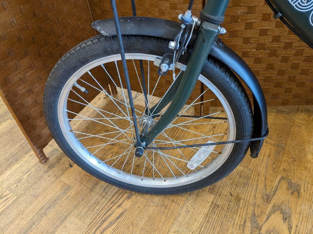 U002 折りたたみ自転車 20インチ カゴ付き グリーン - メルカリ