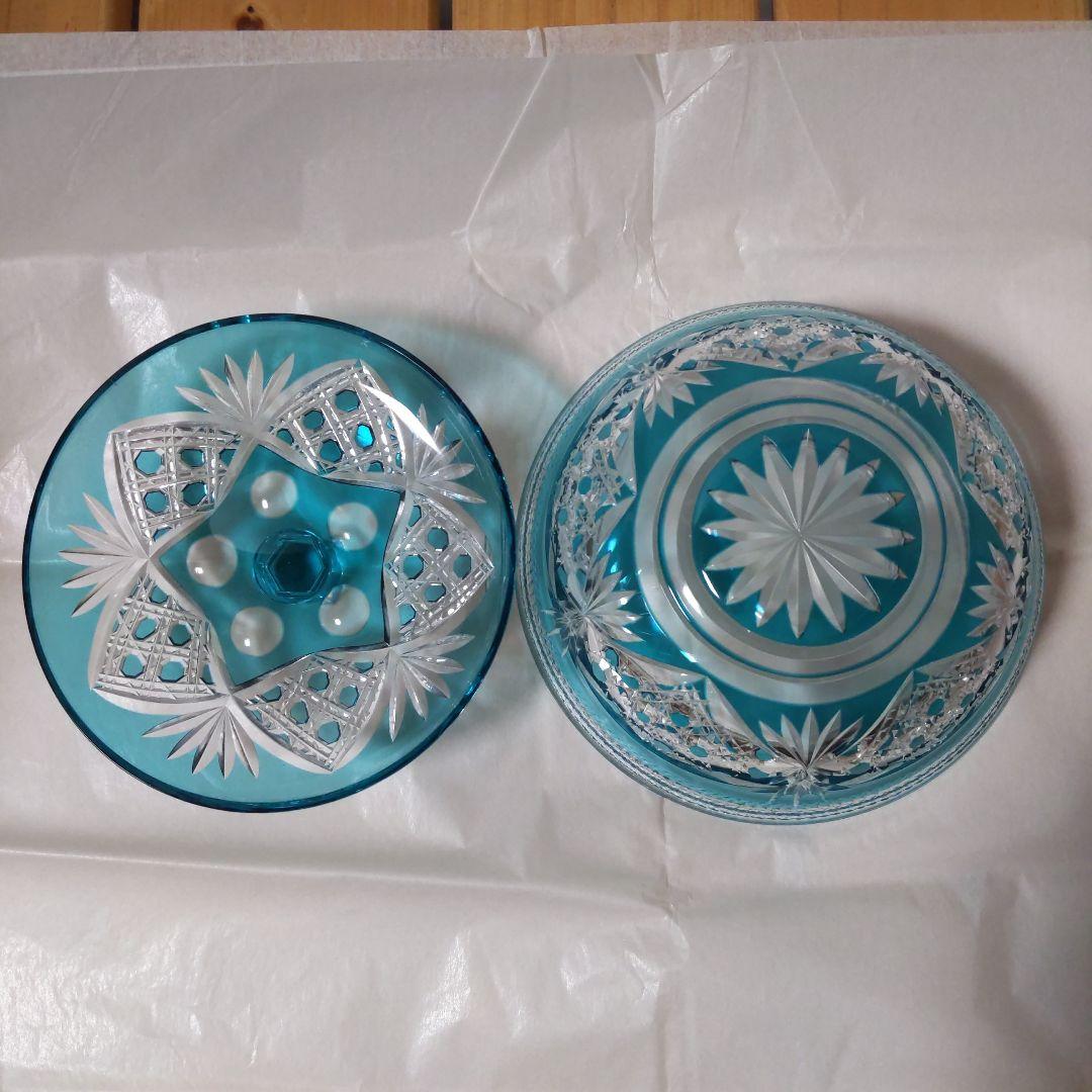 切子　松添春義作　蓋付クリスタルガラス　希少