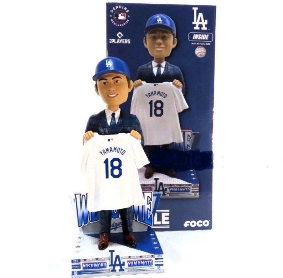 【新品】山本由伸 ドジャース 入団会見 ボブルヘッド ☆限定30個☆大谷翔平＆山本由伸ドジャース入団記念foco社製ミニ