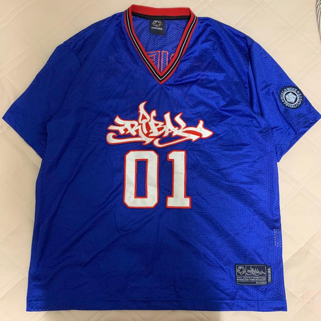 TRIBALUSA ゲームシャツ メッシュ 刺繍ロゴ オーバーサイズ XL - メルカリ