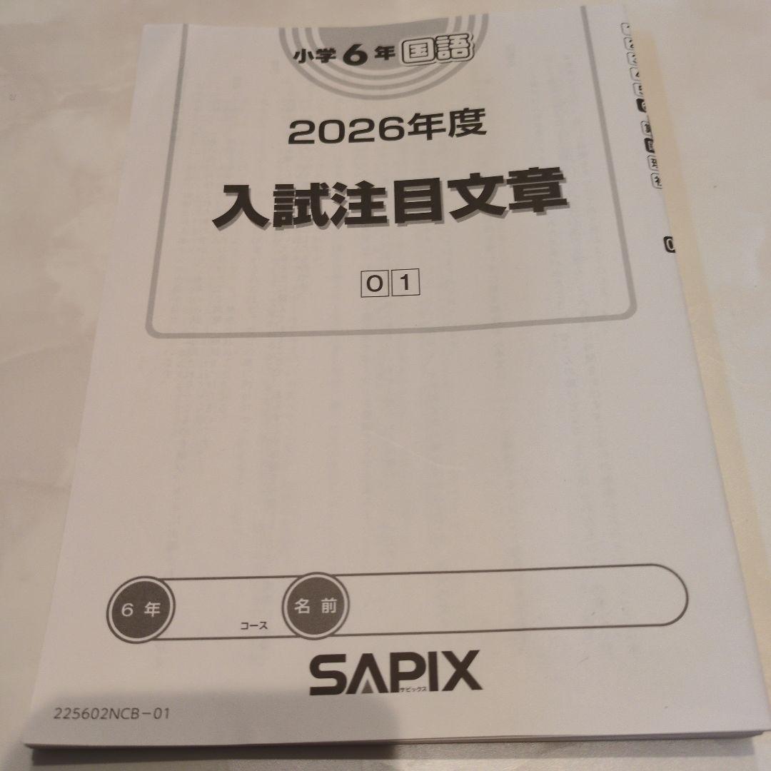 2026年度入試注目文章 6年 SAPIX 国語 - メルカリ