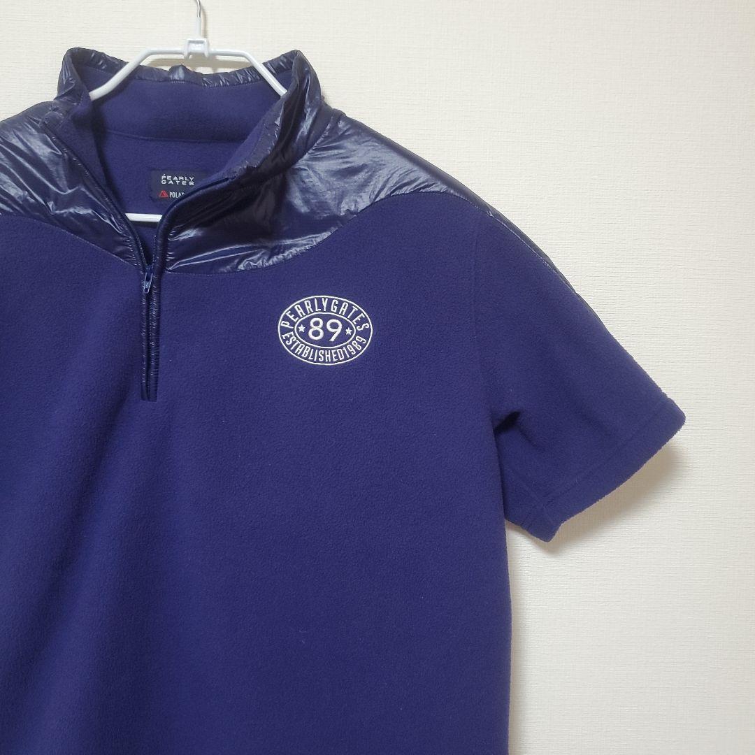 【希少サイズ】PEARLY GATES ネイビー ジップアップシャツサイズ4 サイズ：4 PEARLY GATES パーリーゲイツ 2025年モデル シアサッカー