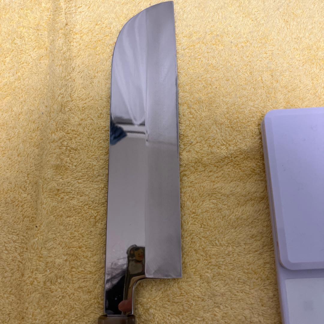 ④銀三 本焼 薄刃8寸 全鏡面 黒檀柄両水牛角 - メルカリ