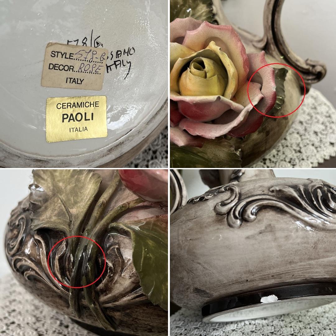 k230r124 イタリア製 Ceramiche Paoli 陶花フラワーベース - メルカリ