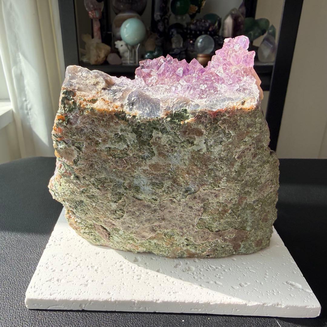 天然石 タイチンルチルクォーツ共生アメジストの原石 置物 鉱物NO