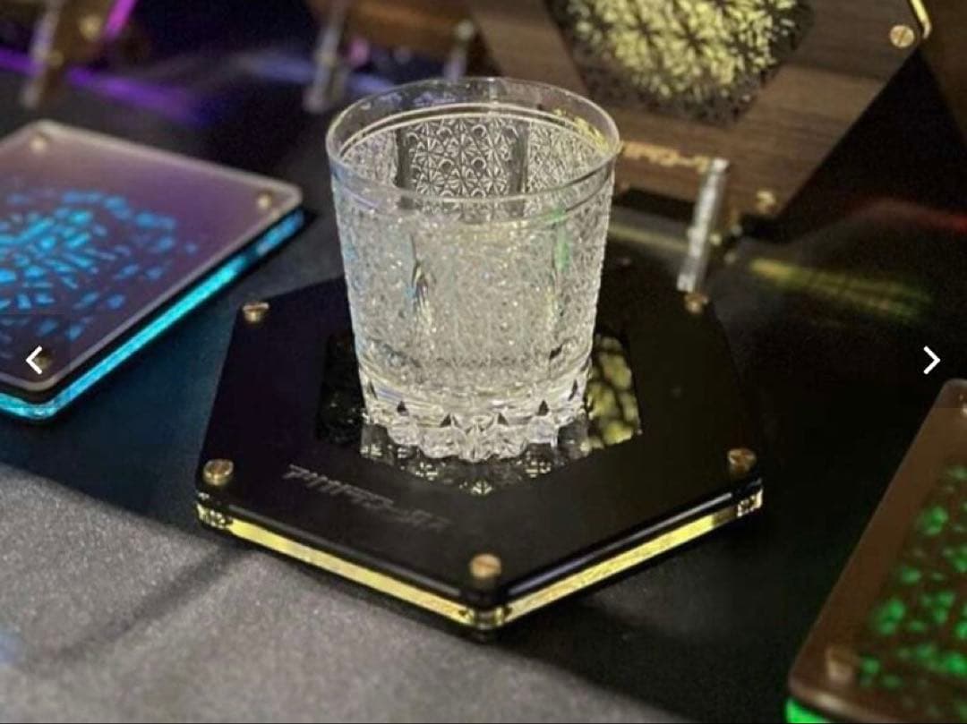 アサガラワークス ALBM :1.5 LEDコースター 麻柄 マットブラック