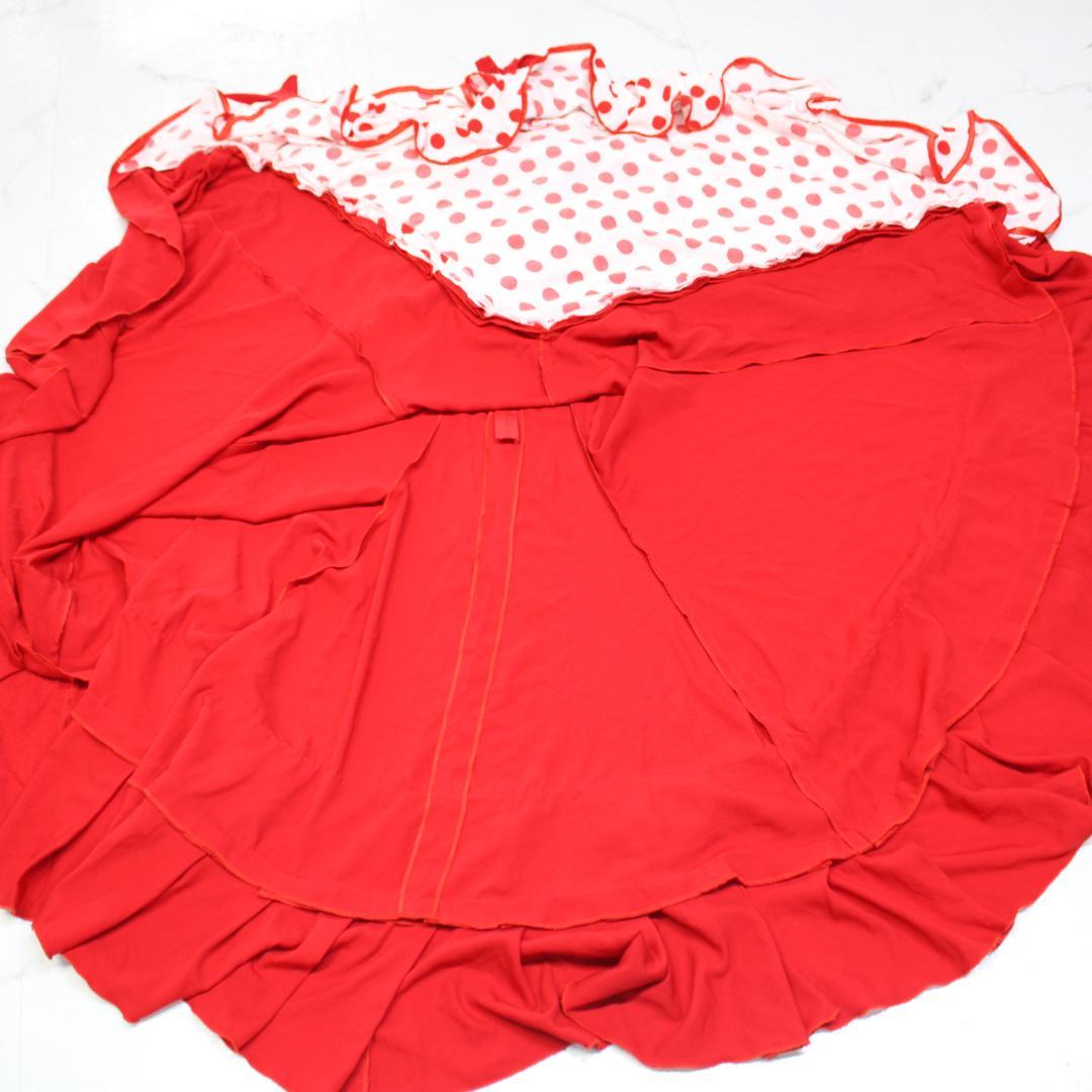 美品 フラメンコ衣装】レッド×豪華ボランテ ワンピース ドレス 水玉