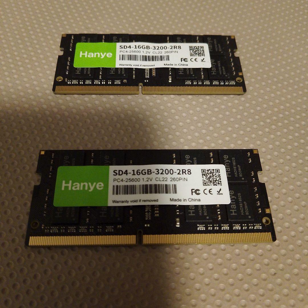 Hanye SD4-16GB-3200-2R8 DDR4 2枚キット32GB Hanye デスクトップPC用メモリ PC4-25600(DDR4-3200) 32GB(16GBx2枚