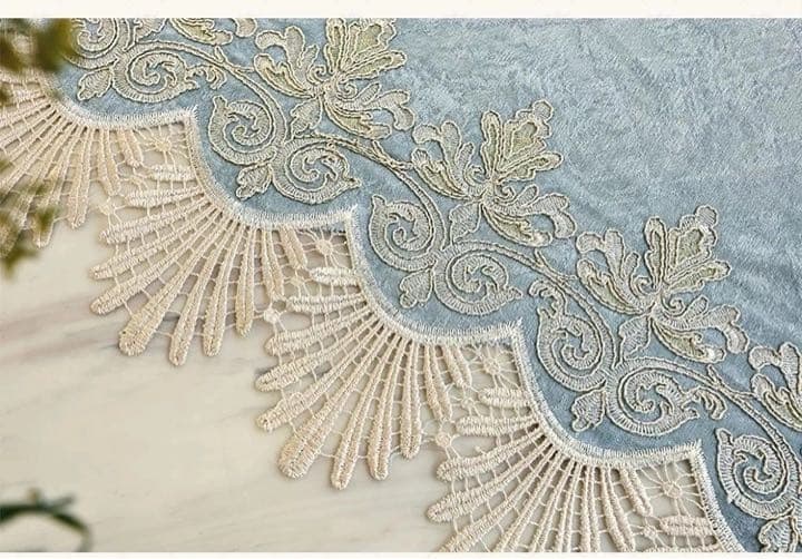 4)106番-刺繍入れ高級カーテン ライトブルー