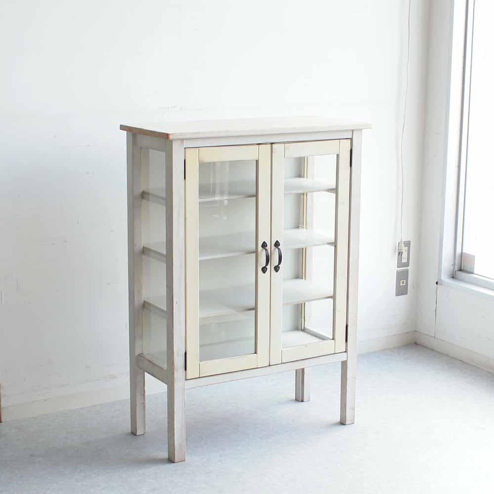 シャビーシック ガラスキャビネット 80cm ZR23327 シャビーシック ガラスキャビネット 80cm ZR23327 - メルカリ