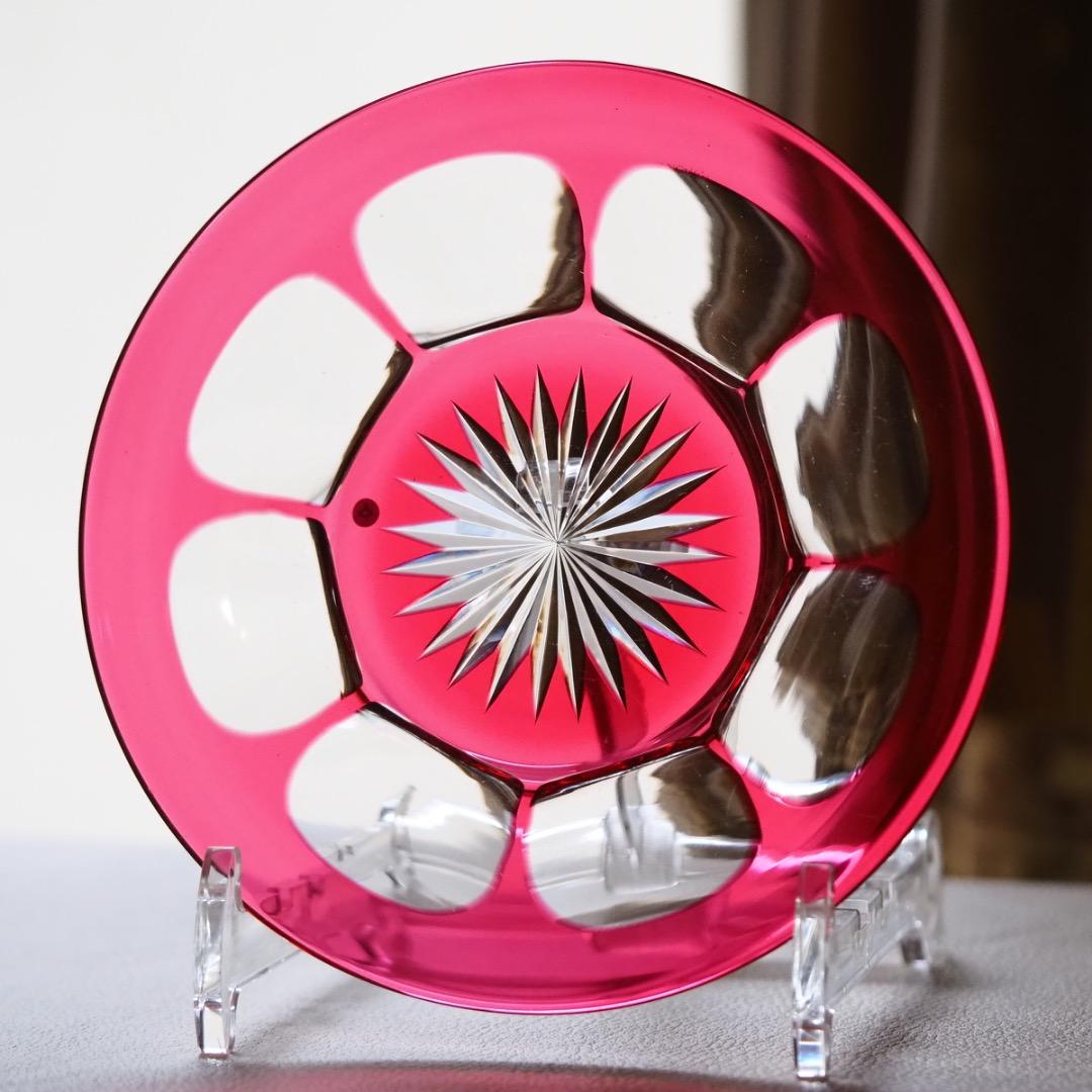 バカラ カット ボウル＆ソーサー セット / B469A エンパイア 金赤