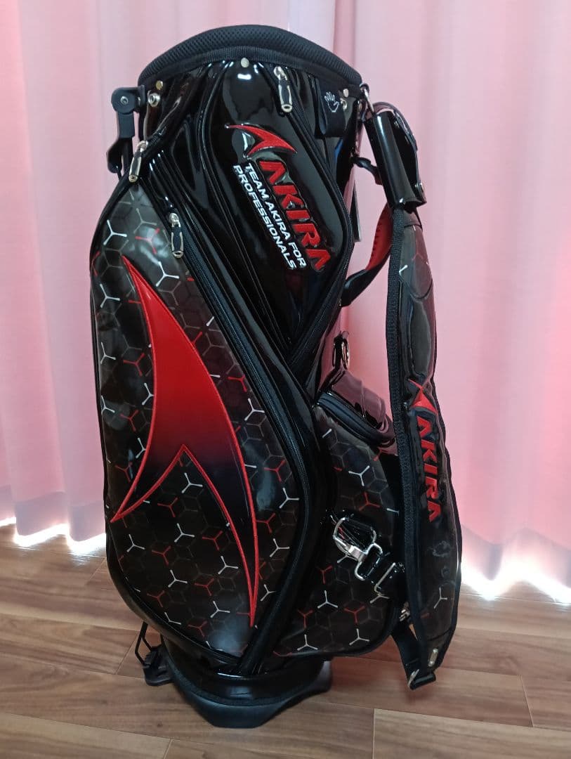 AKIRA キャディバッグ 黒赤 スタンド付き - メルカリ