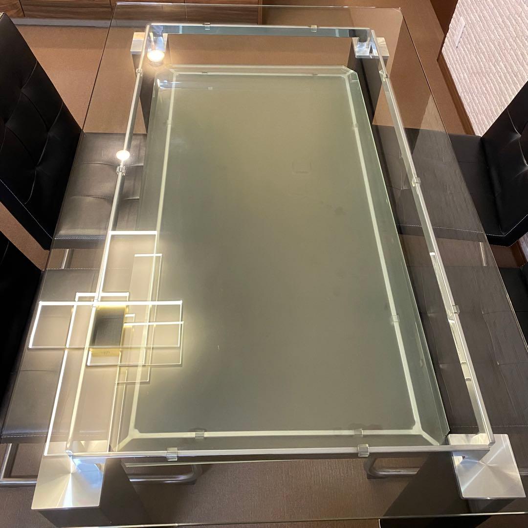 直接引き取りのみ！】ニトリ ガラスダイニングテーブル5点セット