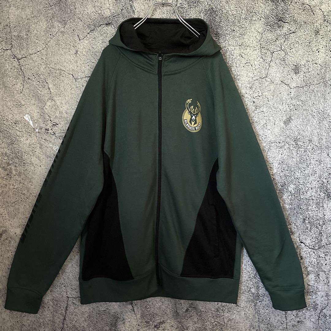 NBA 公認 ミルウォーキー・バックス ジップアップ パーカー XL