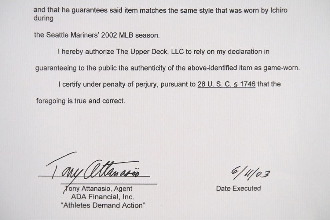 イチロー 2002年実使用 直筆サインエルボーガード（アームガード