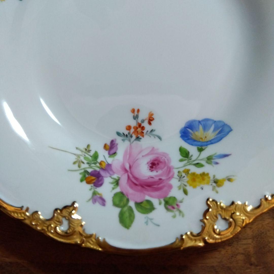 MEISSEN　マイセン　グランツゴールド　5つ花 プレート 17.5cm
