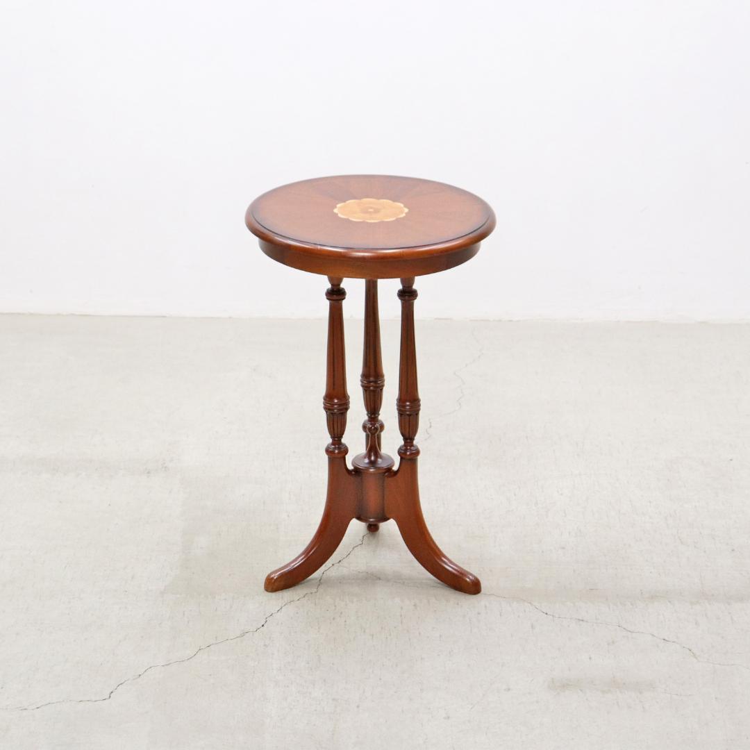 クラシカル 象嵌 ラウンド サイドテーブル 花台 展示台 ヴィンテージ