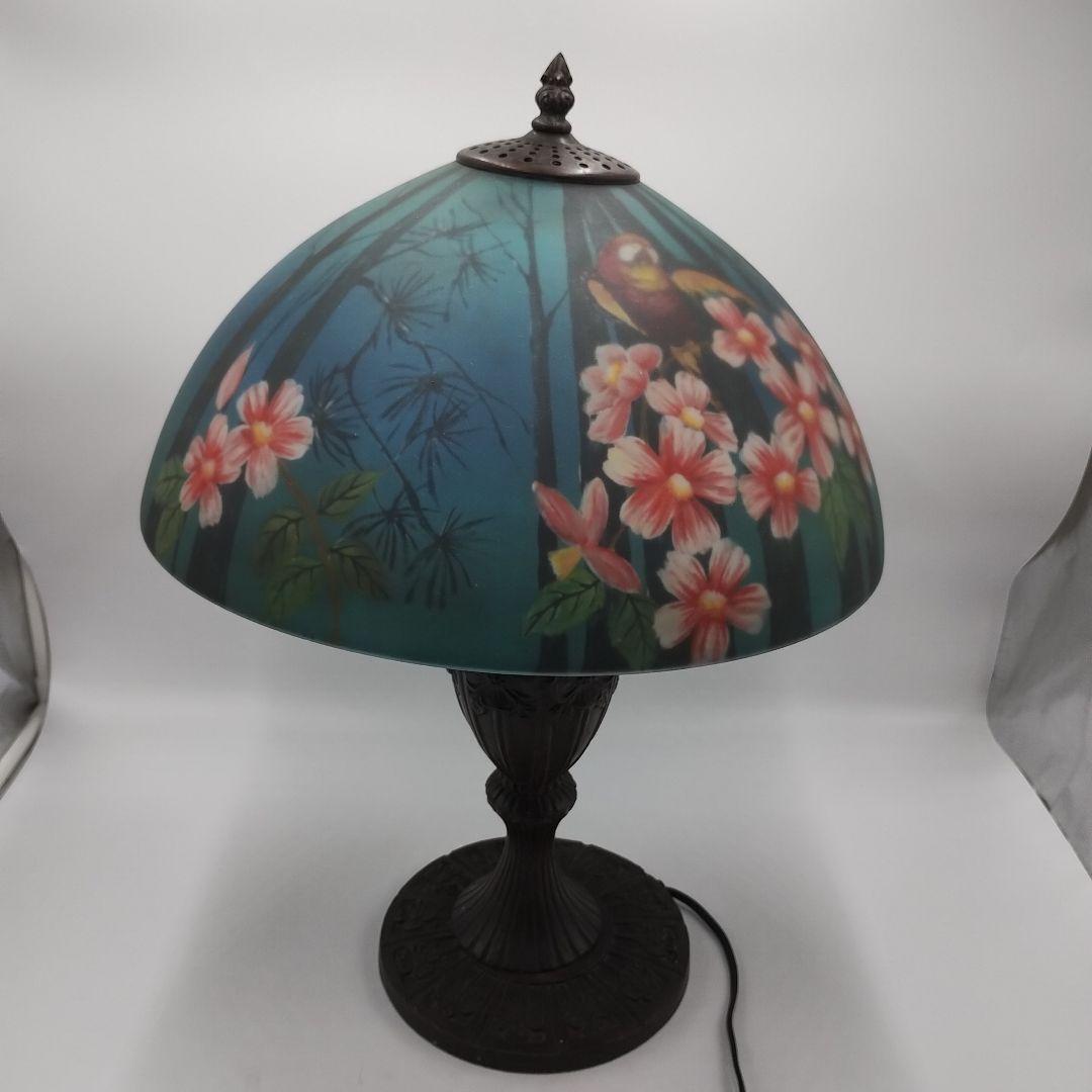 c【 美品 】高さ58㎝ ティファニー 鳥 花柄 大型ガラスシェードランプ c【 美品 】高さ58㎝ ティファニー 鳥 花柄 大型ガラスシェードランプ