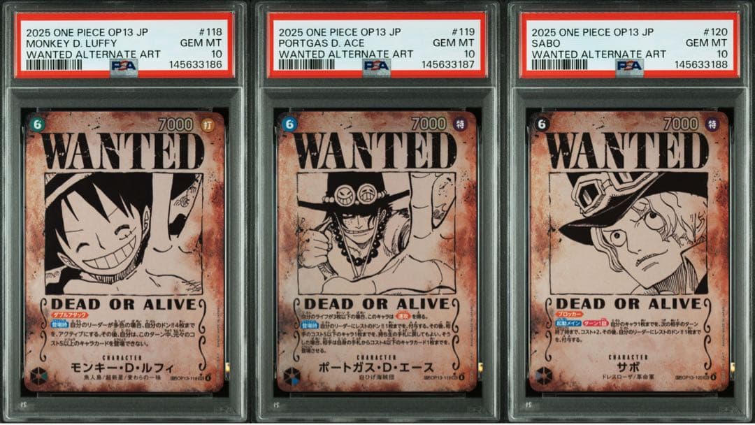 PSA10 連番】三兄弟 ルフィ エース サボ sp 手配書 受け継がれる意志