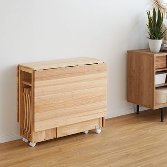 幅34~140] 折りたたみダイニングテーブルセット 4人掛け（5点