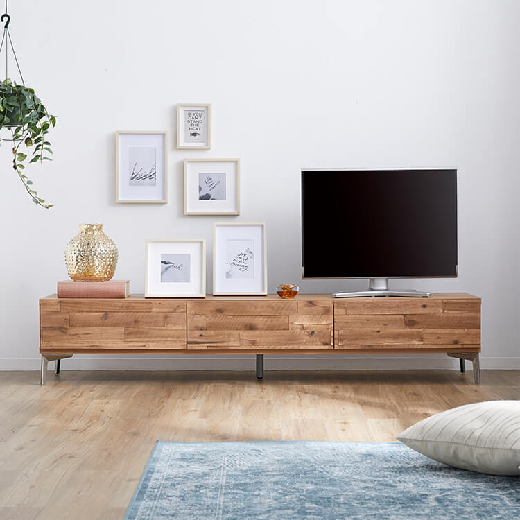 国産ローテレビ台 天然木使用 収納付き 脚付き スチール [幅180