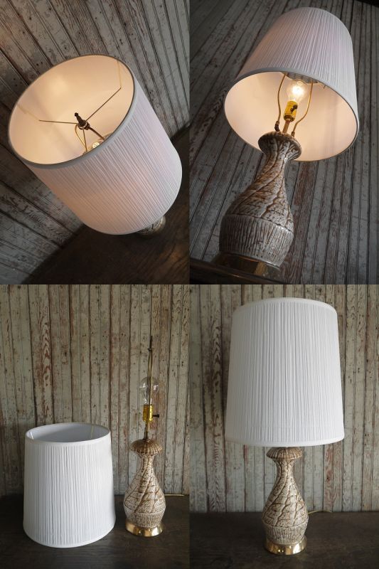 アンティーク 陶器製ベース ファブリックシェード フロアランプ